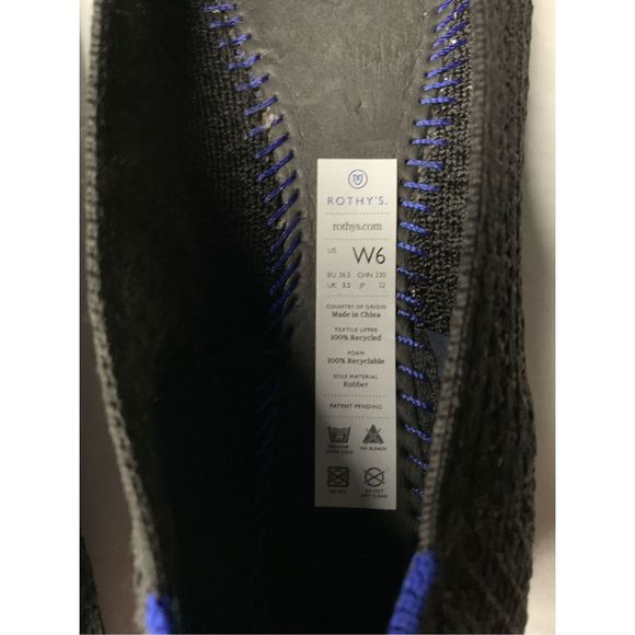 Rothy's honeycomb slip on shoes flats black women's size 6 no insoles - Picture 7 of 7